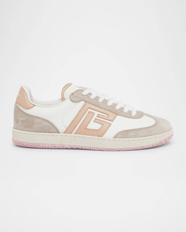 Men's Swan Leather and Suede Low-Top Sneakers